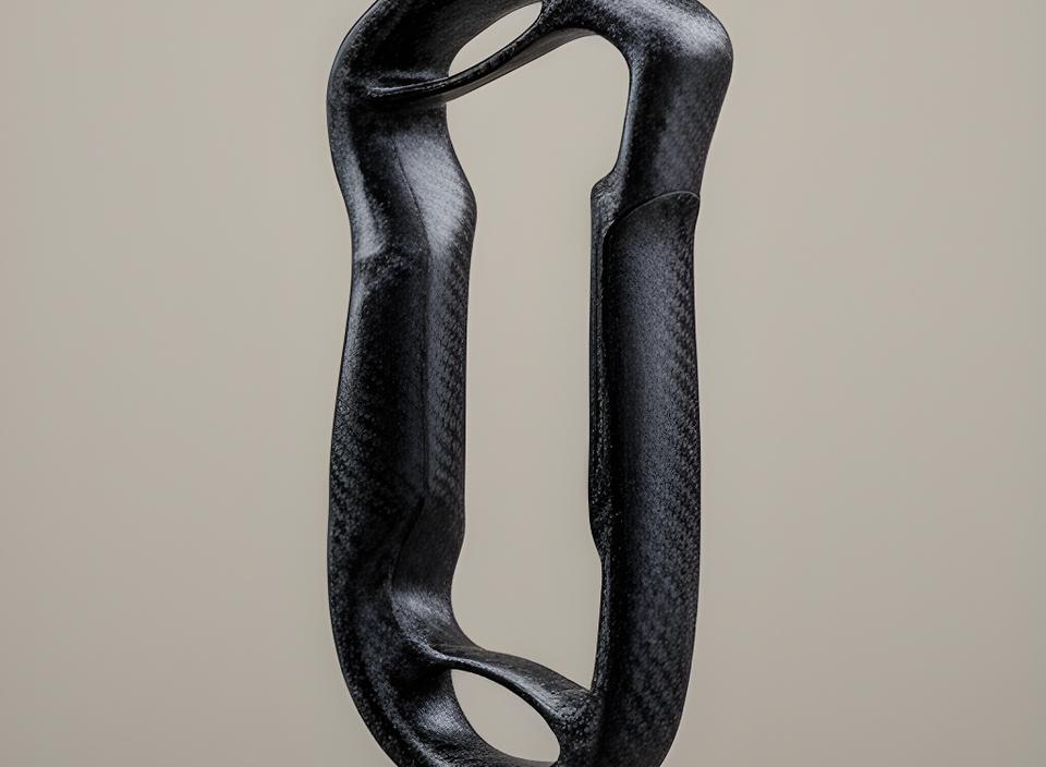 Asa ergonómica de fibra de carbono para equipamiento deportivo sobre fondo neutro