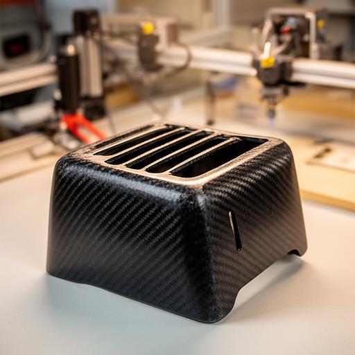Carcasa especial de fibra de carbono con canales de ventilación en una estación de prototipos